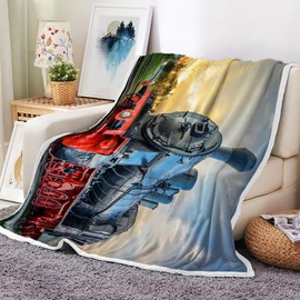 Steam Train Throw Blanket for Couch,Old Engine Train Station Blankets,Soft Cozy Flannel Blanket for All Season,Home Bed Office Travel Camping for Women,Men (50X60 Inches)