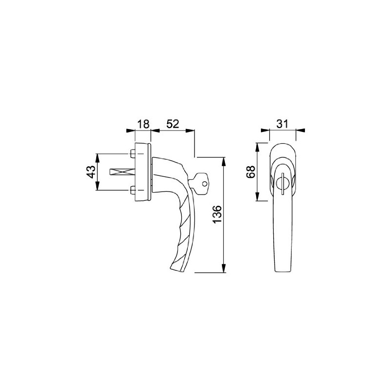 HOPPE Duraplus Window Handle, Atlanta, Aluminium / Lockable / (Secu100®