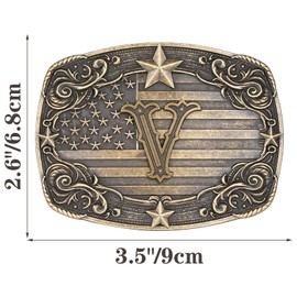 Absbolo Western Belt Buckle Men Initial Letter ABCDJRM to Z Rodeo Cowboy Belt Buckles for Women V