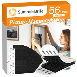 Picture Hanging Strips Heavy Duty(M/12Lbs) 28Pairs/56 Strips Damage Free Wall Picture Hangers Without Nails, Removable Refill Adhesive Strips for Wall Posters Home Decor, Medium, Black