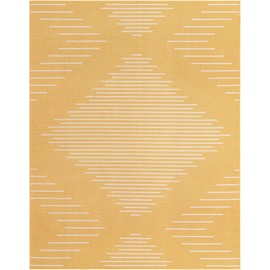 Unique Loom Outdoor Modern Collection Area Rug - Tambor (7' 10" x 10' Rectangle, Yellow/ Ivory)