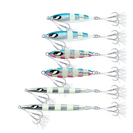 OCEAN CAT 1 PC Lead Metal Flat Slow Fall Pitch Fishing Jigs Lures Sinking Vertical Jigging Painted Spoons Bait with Butterfly Hook for Saltwater Fishing (Combo-Style 87, 6 PCS)