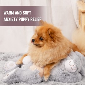 PetPrime Dog Heart Beat Puppy Plush Rabbit Toy - with Warmer Bag Pet Soft Anxiety Puppy Relief Toy for Puppy Dogs Heartbeat Stuffed Animal Puppy Sleeping Buddy Anxiety Dog Toy (Gray Rabbit)