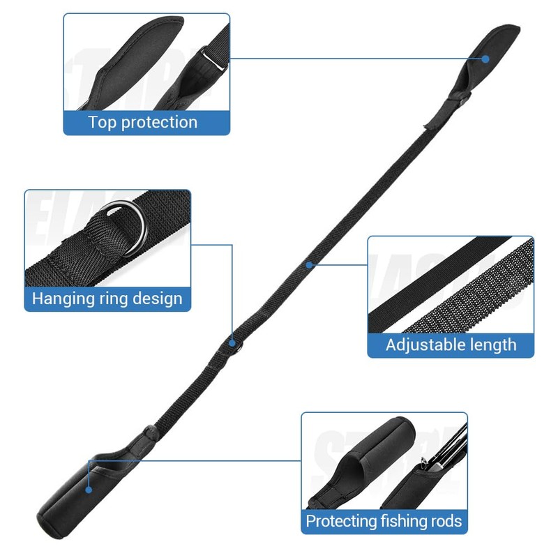 DONGKER Fishing Rod Carrier Strap,23"-55" Adjustable Fishing Pole Shoulder Sling