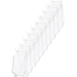 NEXT Baby Bodysuit with Thin Straps Pack of 10, White, 3-6 months