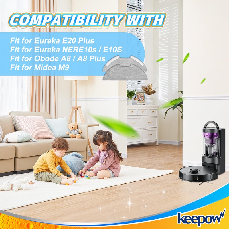 KEEPOW Mop Pads Accessories for Eureka E10s E20 Plus Robotic