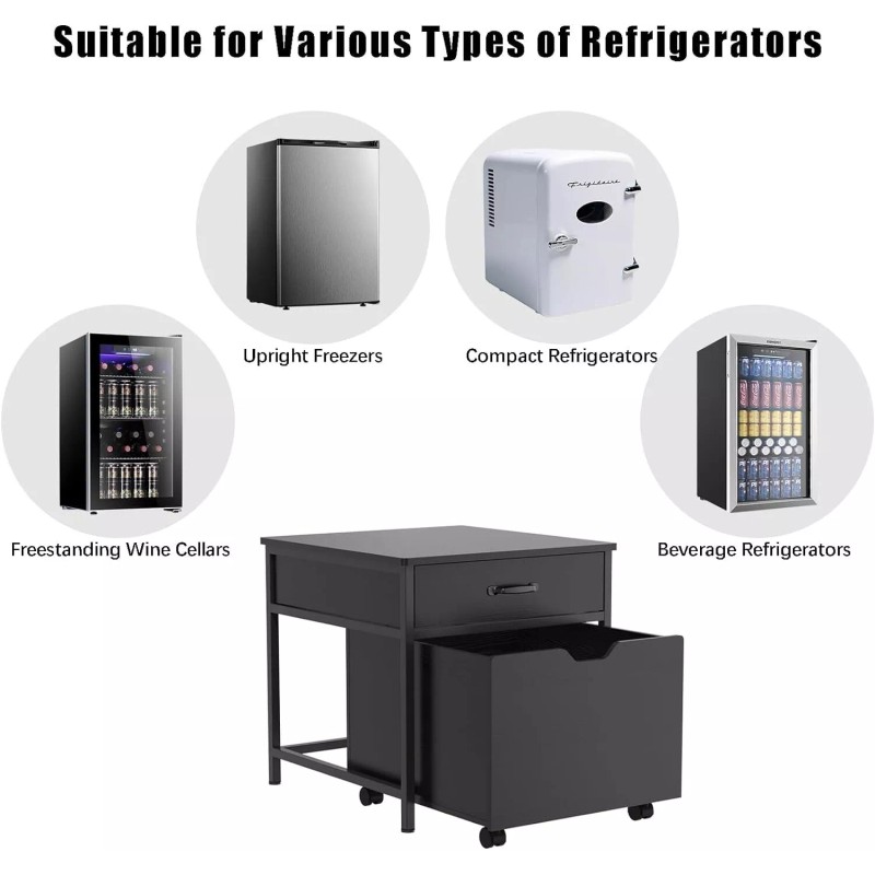 GDLF Mini Fridge Stand with Storage, Heavy Duty Fridge Table