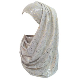Lina & Lily Gold Glitter Plain Color Hijab Muslim Head Wrap Scarf Shawl (Silver)
