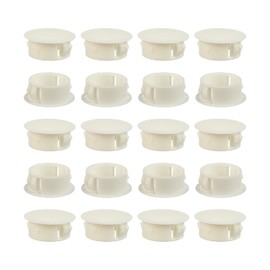 Heyiarbeit 20pcs Hole Plugs 3/4" / 19mm Nylon Plastic Round Snap in Type Locking Hole Tube Furniture Fencing Post Pipe Insert End Caps White Tone