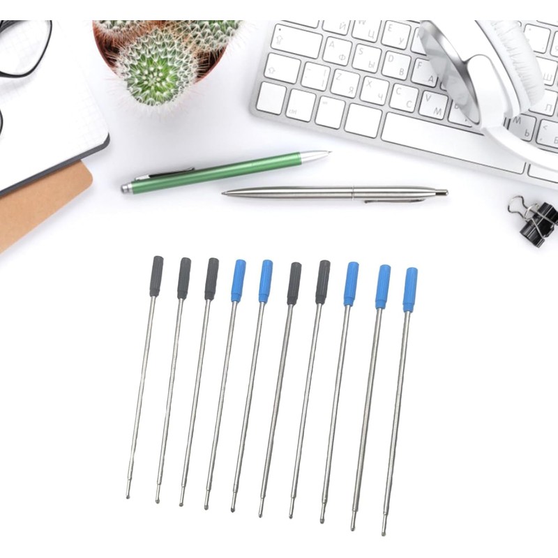 10-Pack Metal Pen Refills Blue and Black Refills 115mm Replacement