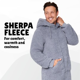 CityComfort Adult Onesie for Men Teenagers - Cosy Nightwear Hooded Fluffy Fleece Onesies For Men M-3XL Lounge Wear - Gifts for Him (Grey, L)