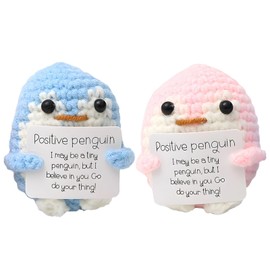 CJAPGJW Pack of 2 Pocket Hug, 6.5 x 5 cm Positive Penguin Gift, Mini Knitted Penguins in Pink and Blue, Pocket Hug German, Positive Penguin Children