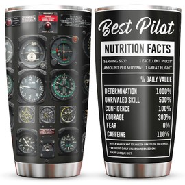 Jevuta Aviation Gifts, Pilot Gifts Aviation Men, Gifts for Pilots, Airplane Gifts Men, Aviation Pilot Gauges Gifts For Husband Son, Birthday Christmas Retirement Ideas Gifts For Aviator Tumbler 20oz