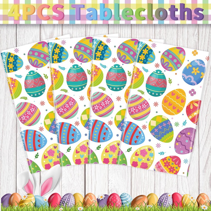 4Pcs Easter Tablecloth Easter Eggs Table Cloths 51x86 inch Easters