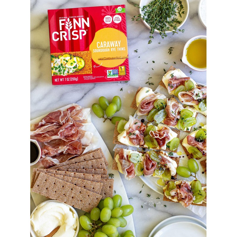 Finn Crisp Caraway Sourdough Rye Thins, Caraway Crispbread, 7 Ounce
