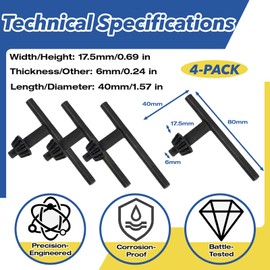 4-Pack N022653 Chuck Key for DeWalt DW511, DWD520, DWD520K, DWD525K, DW505K, DWE5010 Hammer Drills – Heavy-Duty Replacement Drill Chuck Key