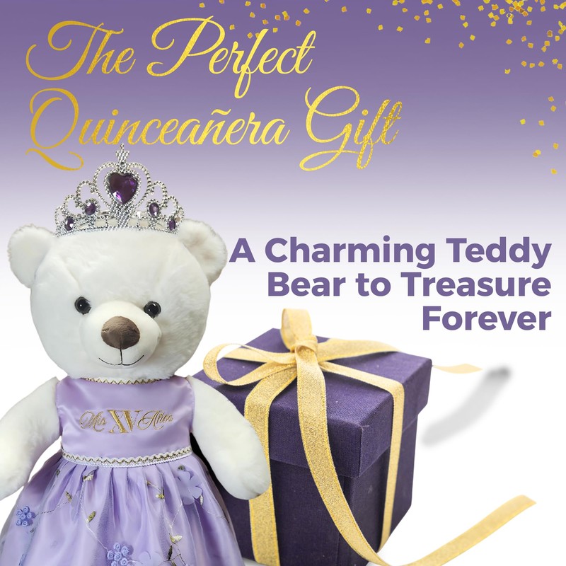 Crafty Crew Quinceañera Teddy Bear with Dress for 15th Birthday,