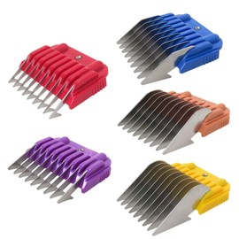 Stainless Steel Hair Clipper Guide Comb Kit 3/6/10/13/16 5 Color Fit for all Type A5 Detachable Blades (sizes 10/15/30) Fit for Oster,for Wahl and for Andis most of Detachable-style Clippers
