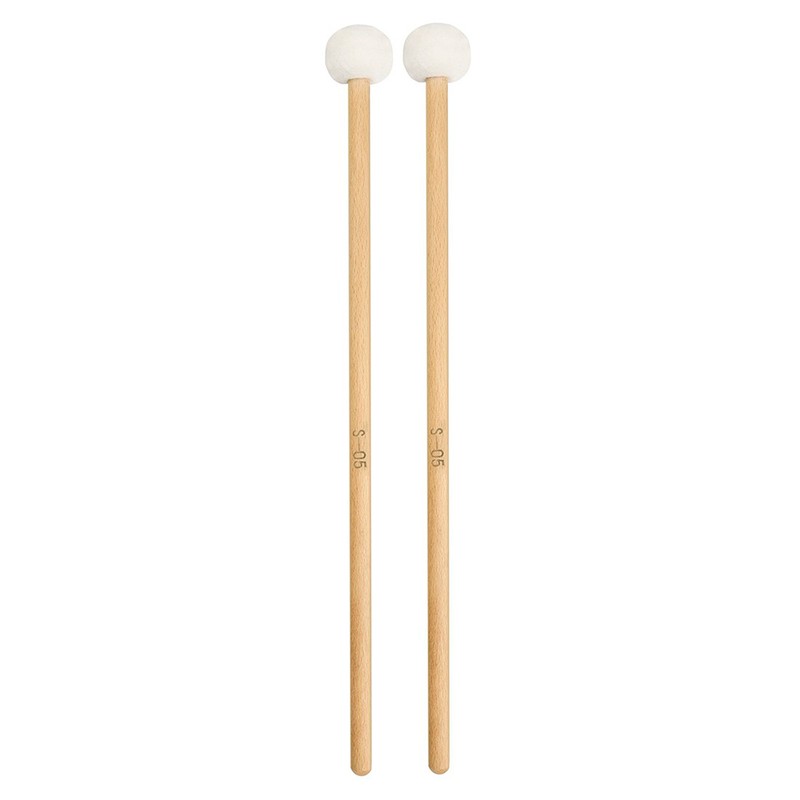1 Pair Felt Mallets Drum Sticks with Wood Handle for