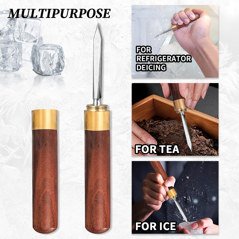 Ice Pick Stainless Steel Ice Crusher with Wooden Handle Ice