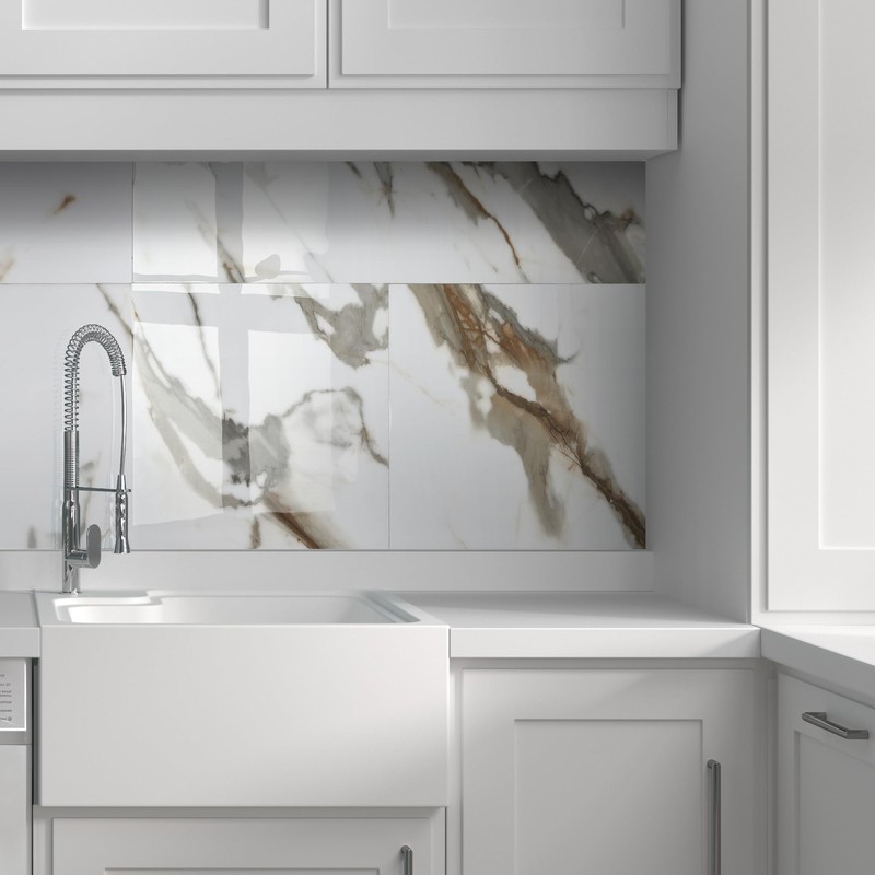 10-Sheet Subway Peel and Stick Backsplash, 12" x 24" Glossy