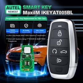 Autel MaxiIM IKEYAT005BL Universal Programmable Remote Control 5 Buttons OBD Learning for 700+ Cars Dual Band Remote Control with 130 Feet Works with KM100