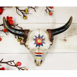 Ebros 7.5"W Southwestern Indian Spirit Sun Dreamcatcher Bull Skull Wall Plaque