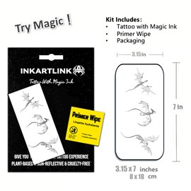 INKARTLINK Semi Permanent Tattoo, party dragon tattoo for boys, beautiful and realistic design, fun tattoo experience, cruelty-free, non-reflective, waterproof (Western Dragon 2)