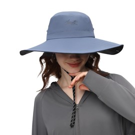 Wide Brim Sun Hat for Women Men UPF 50+ Fishing Hat Sun Protection Beach Gardening Hat SNH5M219T Blue