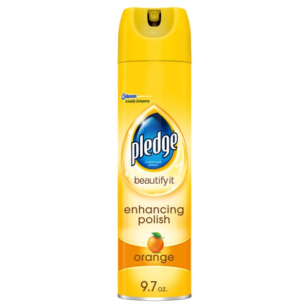 Pledge Multisurface Furniture Polish Spray, Works on Wood, Granite, and Leather, Shines and Protects, Orange, 9.7 oz