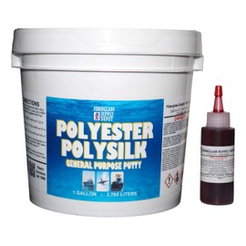Polysilk General Purpose Polyester Fairing Putty for Fairing and Filling of Various Surfaces. Kit Includes Red 60cc MekP Hardener. (Gallon Kit)