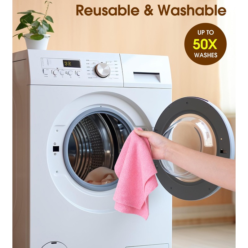 KitchLife Microfiber Cleaning Cloth Roll, 100 Pack - Tear-Away Microfiber