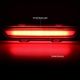 DNA MOTORING 3BL-CHA06-3D-LED-SM Smoked Lens 3D LED High Mount 3rd Third Brake Light [Compatible with 06-10 Dodge Charger]