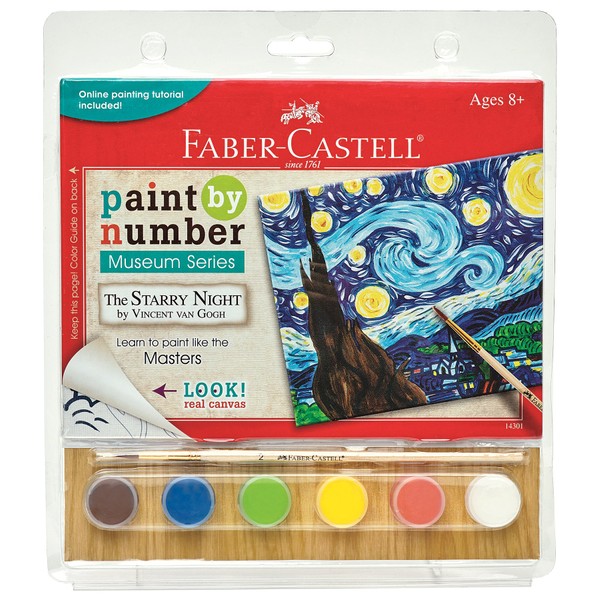 Faber-Castell Paint by# Museum Series - Vincent Van Gogh, The Starry Night - Paint by Numbers for Adult Beginners & Young Artists