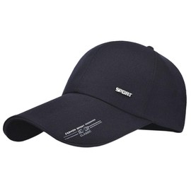 Kangqifen Men's Women's Long Brim Canvas Summer Baseball Cap (Black)
