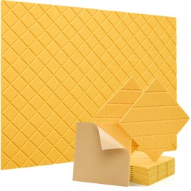 Kuchoow 12 Pack Soundproof Wall Panels Self-Adhesive,Acoustic Panels,Sound Absorbing Panels,Sound Proofing Panels for Walls Door Ceiling 12" X 12" X 0.4"Orange