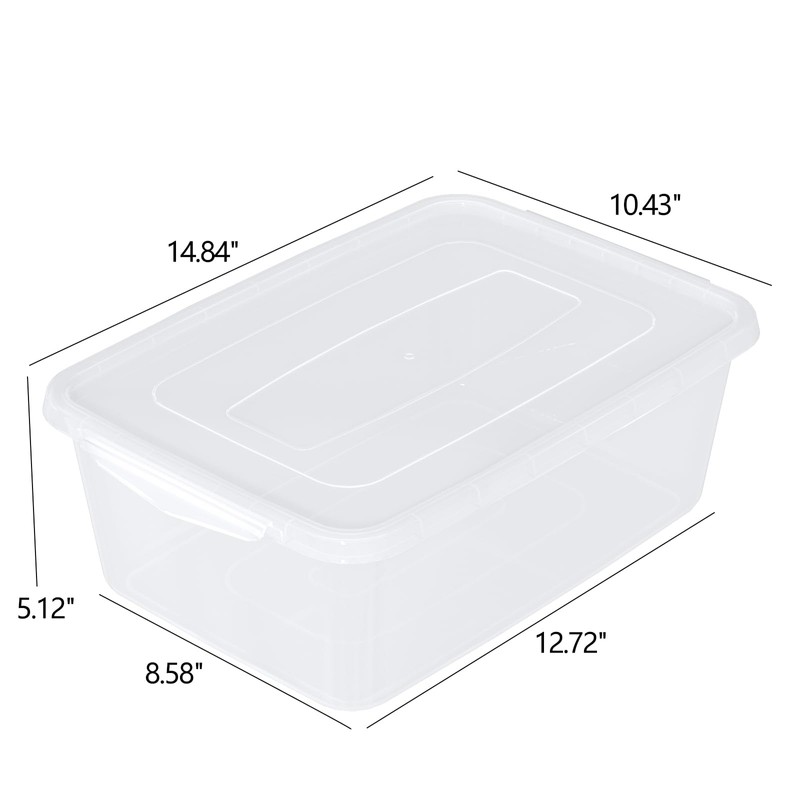 Yuright 14 Quart Clear Plastic Storage Bin, Latching Box Container