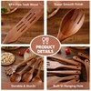 Wooden Spoons for Cooking, 11Pcs Wooden Kitchen Utensil Set, Natural