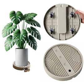 TD DECO Round 3-in-1 Planter Caddy, Saucer,& Stand for Heavy Pots,Easy Pot Mobility Plant Caddy,Hidden Drain Reservoir to Protect Indoor Floor (Mocha, 13.6 Inches)