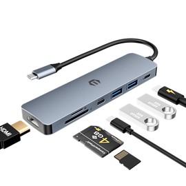 USB C Hub, TOTU USB C Docking Station, Docking Station with Multiport Adapter HDMI, USB C Hub, 100W PD, 2 USB 3.0, USB C 3.0, SD/TF Dock for Type C Devices