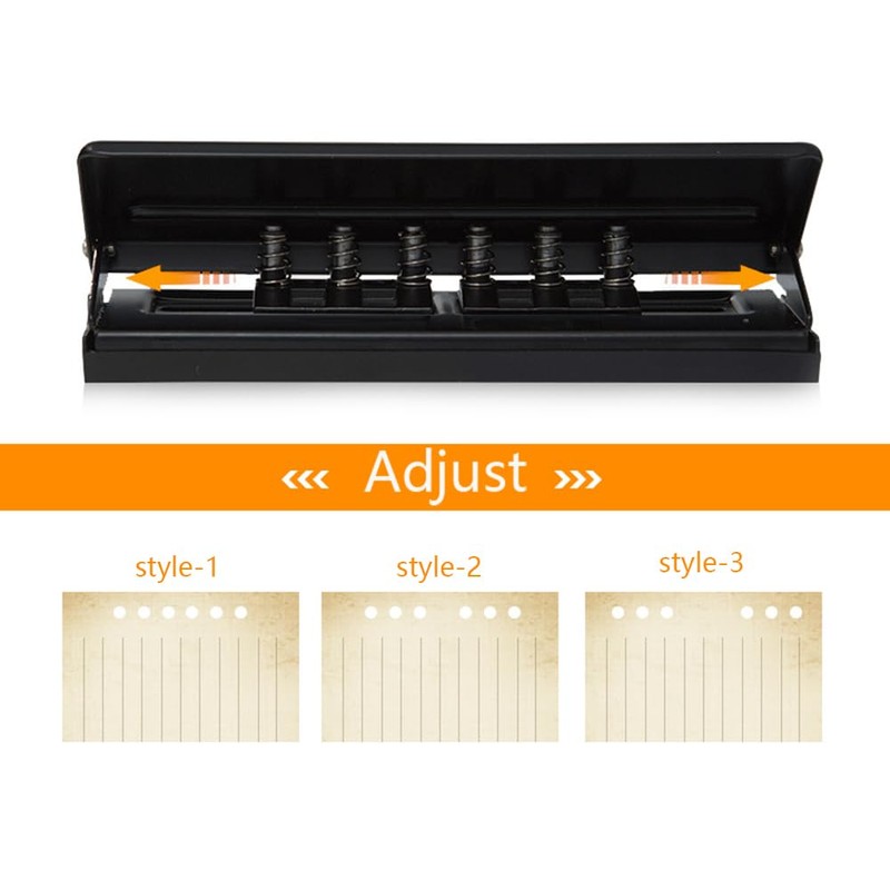MFBJXC Adjustable 6 Hole Punch 6 Sheet Capacity, 6 Hole