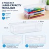2-Pack Transparent Pencil Boxes for Art & School Supplies –