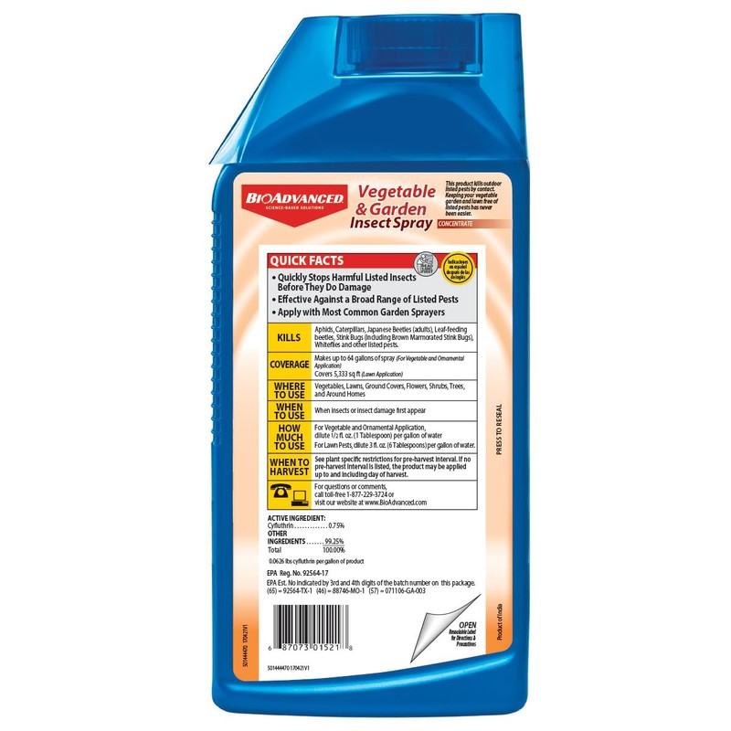 BioAdvanced Vegetable and Garden Insect Spray, Concentrated Insecticide, 32-Ounce