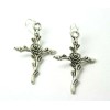 Handmade Cross Rose Charm Earrings 925 sterling silver hooks pewter