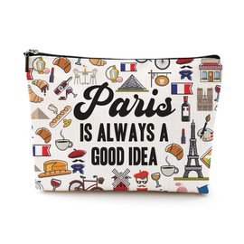 Paris Travel Gift Cosmetic Bag Paris Lover Gifts Makeup Bag Paris City Skyline Themed Gifts for Paris Traveller Women Friends Sister Birthday Christmas Bachelorette Party Favors Girls Trip Gifts