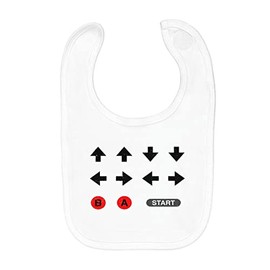 Fabulous Organic Cotton Baby Bib Code Cheat Video Games Retro Gaming Vintage, White