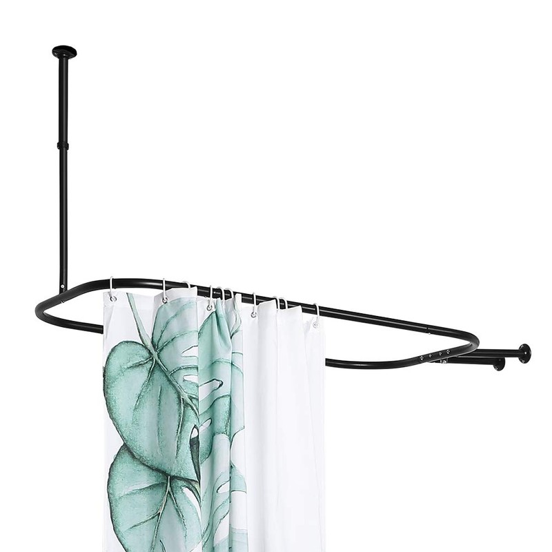 PrettyHome Shower Curtain Rod Hoop Square Shape Bathroom Heavy Duty