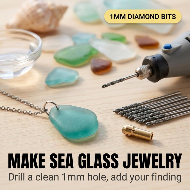 Drilax 1mm Diamond Drill Bit Set (20-Pcs) with Collet |