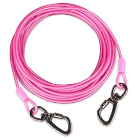 Dog tie Out Cable, 10/20/25/30/50/70/100 feet, Suitable for Dogs up to 350 pounds, Dog Cable with Swivel Buckle, Lightweight, Non-Winding, for Outdoor Camping, Yard Dog Cable (Pink, 10FT)