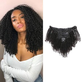 Dsoar 18 inch With 18 Clips 8A Remi Human Hair Clip in Extensions 8Pcs/Set Afro Kinky Curly Double Wefts For Black Women Natural Color 120 Grams/Set